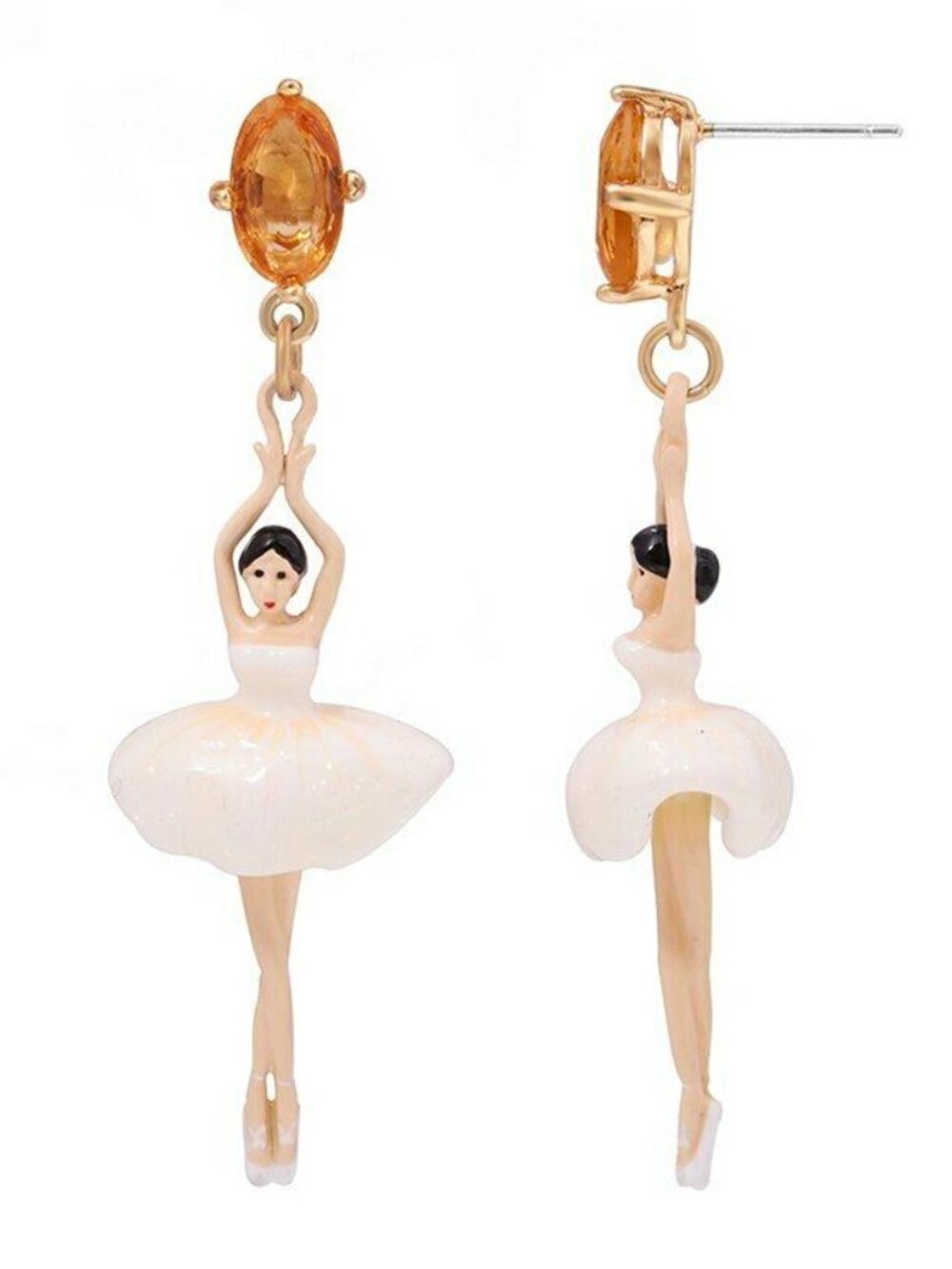 Les Nereides White Ballerina Stud Earrings
